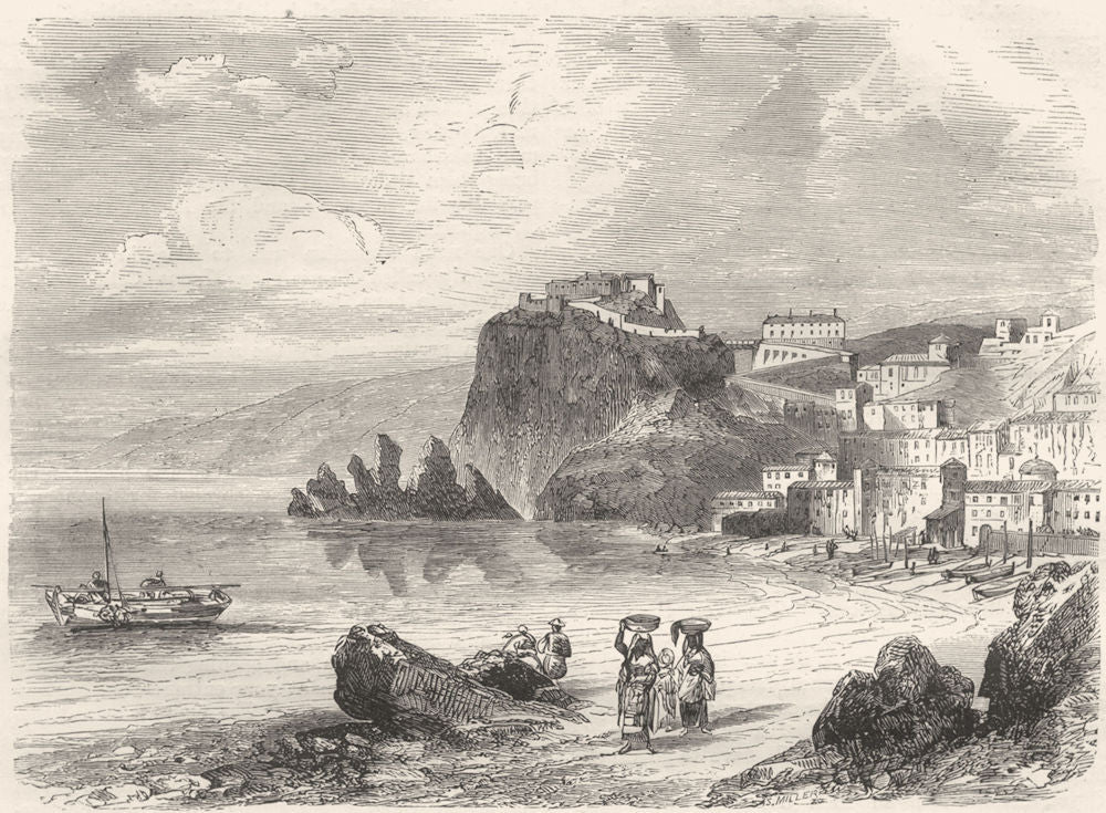 ITALY. Sicily. Rock & Scylla 1870 old antique vintage print picture